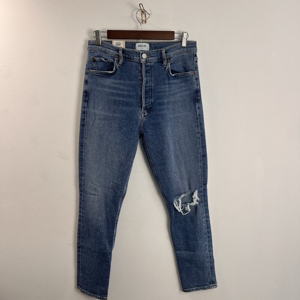 Agolde Jeans Women 28x26 Blue Nico High Rise Skinny A093C-1256 Button Fly